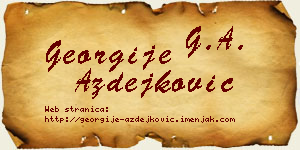Georgije Azdejković vizit kartica